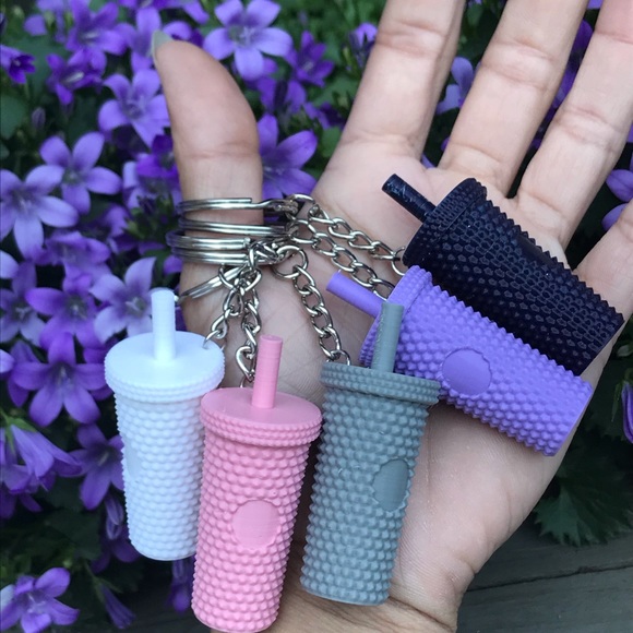 Pink Mini Studded Tumbler Keychain - Picture 3 of 4